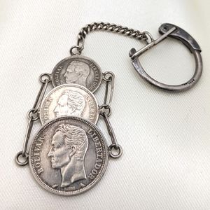 Vintage Bolivar Libertador Venezuelan Coin Silver Keychain
